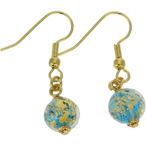 GlassOfVenice Murano Glass Golden Glow Earrings - Aqua