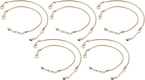 EXCEART 10pcs Silver Snake Chain Charm Bracelets with Heart Lobster Clasp Extender Chain Stainless Steel Adjustable Slider Bracelet Metal Bracelet Chain European Charm Bracelet for Jewelry Making 3mm in Saudi Arabia