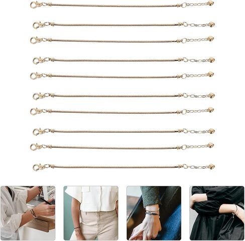 EXCEART 10pcs Silver Snake Chain Charm Bracelets with Heart Lobster Clasp Extender Chain Stainless Steel Adjustable Slider Bracelet Metal Bracelet Chain European Charm Bracelet for Jewelry Making 3mm in Saudi Arabia
