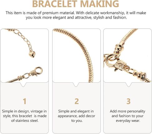 EXCEART 10pcs Silver Snake Chain Charm Bracelets with Heart Lobster Clasp Extender Chain Stainless Steel Adjustable Slider Bracelet Metal Bracelet Chain European Charm Bracelet for Jewelry Making 3mm in Saudi Arabia