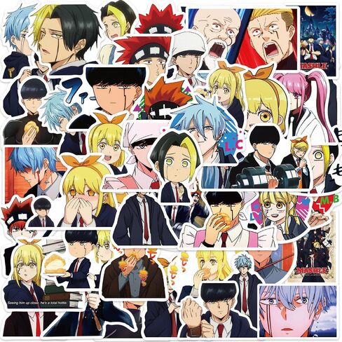 50PCS Mashle：Magic and Muscles Stickers for Laptop and computer, Anime Cartoon Waterproof Vinyl Stickers for Mug Water Bottle Hydro Flask Car Bumper Skateboard Luggage Suitcases Decoration in Saudi Arabia