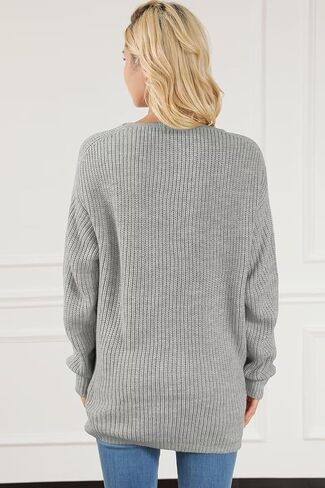 سترة علوية نسائية من Dokotoo موضة خريف 2023 برقبة على شكل V وأكمام طويلة وحاشية غير متماثلة بلوفر محبوك in Kuwait