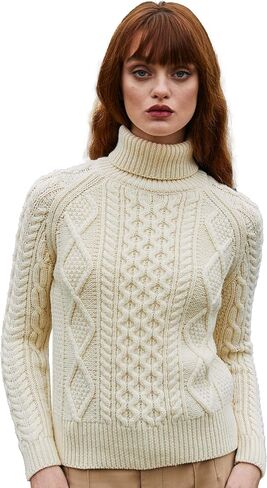 SAOL Women's Wool Sweater Irish Cable Knit Jumper Made in Ireland in Kuwait