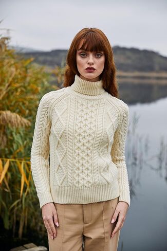 SAOL Women's Wool Sweater Irish Cable Knit Jumper Made in Ireland in Kuwait