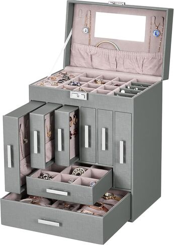 ANWBROAD Large Jewelry Boxes for Women Jewelry Organizer Box Jewelry Storage Case Jewelry Holder for Necklaces Earrings Rings Watches Eardrops UJJB009H in Kuwait