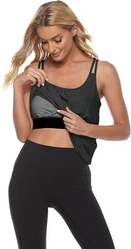 قمصان Viracy النسائية المدمجة في حمالة الصدر للتمرين، قمصان رياضية مبطنة للجري واليوجا in Kuwait