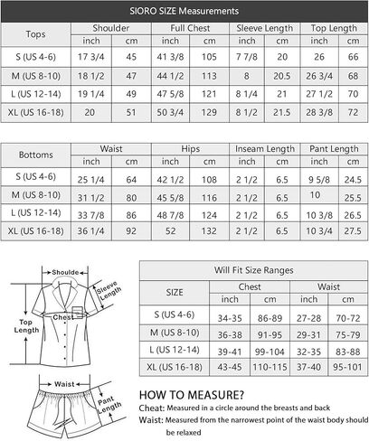 بيجامة حريرية من SIORO للنساء، طقم بيجامة من الساتان بأكمام قصيرة وأزرار سفلية، مجموعات بيجامات ناعمة، مقاس صغير ~ X-Large in Kuwait