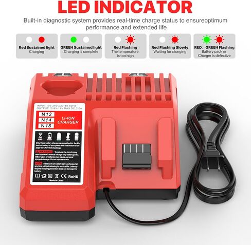 استبدال الشاحن السريع لبطارية ليثيوم أيون ميلووكي M12 M18 XC 48-59-1812 48-11-2420 48-11-1815 48-11-1840 48-11-1841 48-11-1850 بطاريات الأدوات الكهربائية in Kuwait