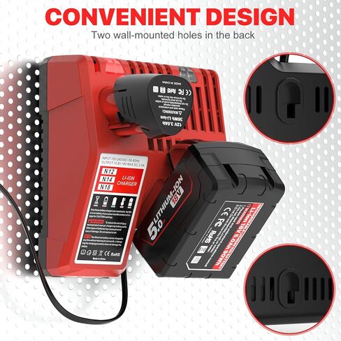 استبدال الشاحن السريع لبطارية ليثيوم أيون ميلووكي M12 M18 XC 48-59-1812 48-11-2420 48-11-1815 48-11-1840 48-11-1841 48-11-1850 بطاريات الأدوات الكهربائية in Kuwait