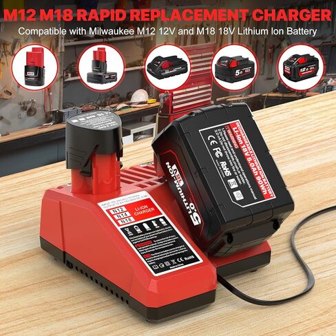 استبدال الشاحن السريع لبطارية ليثيوم أيون ميلووكي M12 M18 XC 48-59-1812 48-11-2420 48-11-1815 48-11-1840 48-11-1841 48-11-1850 بطاريات الأدوات الكهربائية in Kuwait