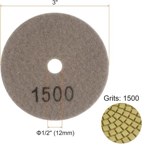 5pcs Diamond Polishing Pads 3" Grits 200 Wet/Dry Premium Diamond Polish Pad for Stone Concrete Marble Countertop Quartz for Polisher Grinder in Saudi Arabia