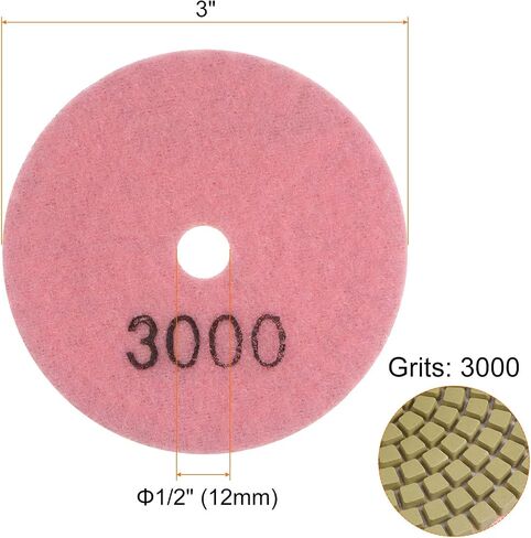 5pcs Diamond Polishing Pads 3" Grits 200 Wet/Dry Premium Diamond Polish Pad for Stone Concrete Marble Countertop Quartz for Polisher Grinder in Saudi Arabia