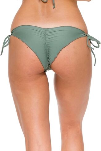 Luli Fama Women's Standard Cosita Buena Wavey Brazilian Ruched Tie Side Bikini Bottom in Kuwait