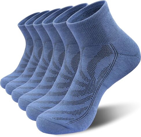 Lapulas 6 Pack Ankle Socks with Cushion, Athletic Running Sports Socks Anti-Blister Cotton Socks for Men and Women in Kuwait