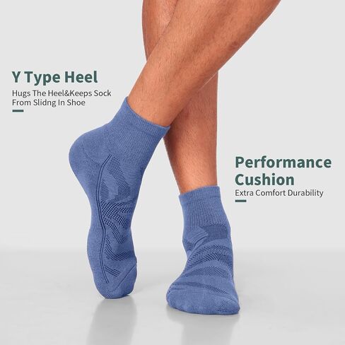 Lapulas 6 Pack Ankle Socks with Cushion, Athletic Running Sports Socks Anti-Blister Cotton Socks for Men and Women in Kuwait