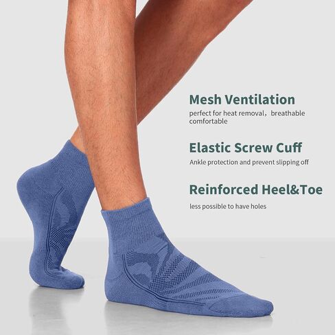 Lapulas 6 Pack Ankle Socks with Cushion, Athletic Running Sports Socks Anti-Blister Cotton Socks for Men and Women in Kuwait