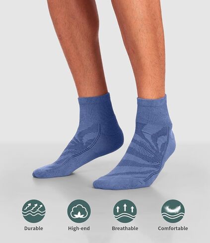 Lapulas 6 Pack Ankle Socks with Cushion, Athletic Running Sports Socks Anti-Blister Cotton Socks for Men and Women in Kuwait