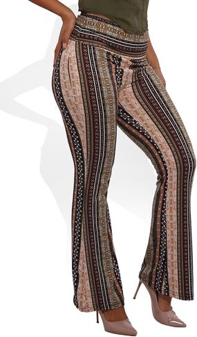 ShoSho Womens Flare Palazzo Pants Casual Boho Bell Bottoms Wide Leg Buttery Soft Bottoms in Saudi Arabia