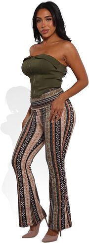 ShoSho Womens Flare Palazzo Pants Casual Boho Bell Bottoms Wide Leg Buttery Soft Bottoms in Saudi Arabia