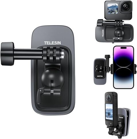 Multifunction Backpack Strap Camera Phone Clip Mount Magnetic Holder[360 Degree Ball Head] Shoulder Belt Body Strap Vlog Holder Compatible with Insta 360 DJI Action Camera Cellphone in Saudi Arabia