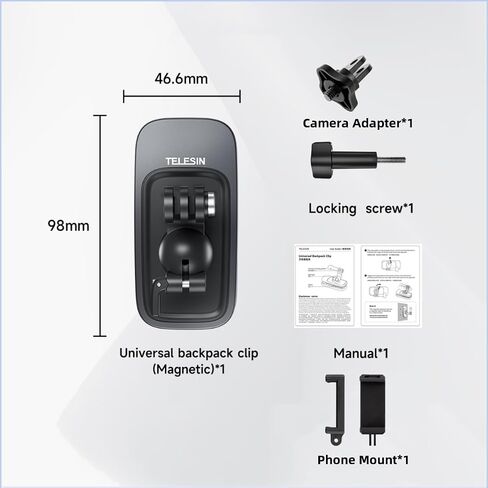 Multifunction Backpack Strap Camera Phone Clip Mount Magnetic Holder[360 Degree Ball Head] Shoulder Belt Body Strap Vlog Holder Compatible with Insta 360 DJI Action Camera Cellphone in Saudi Arabia