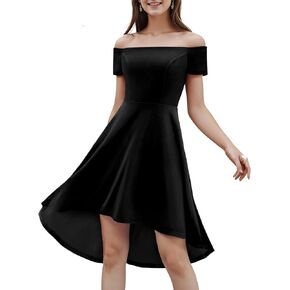 Womens Off The Shoulder Short Sleeve High Low Prom Dresses 2023 for Wedding Guest Cocktail Party Formal Dress