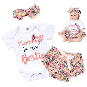 Reborn Baby Dolls Girl Clothes 20-22 inch Reborn Newborn Baby Doll Clothes Accessories 3Pieces Printing Suits