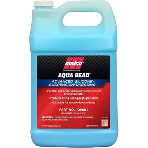 Malco Aqua Bead Water Based Dressing - Non-Greasy Interior and Exterior Dressing/Shines Car Tires, Rubber, Plastic and Trim/Concentrated Formula, Dilutable for Variable Gloss / 1 Gallon (129601)