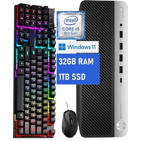HP ProDesk 600 G4 SFF Desktop Computer, 600G4 SFF PC Desktop Core i5-8500 Processor 2.1GHz up to 3.5GHz, 32GB RAM, 1TB SSD, WiFi, Bluetooth, Windows 11(Renewed)