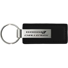 Au-Tomotive Gold, INC. Officially Licensed Black Leather Key Fob for Dodge Challenger