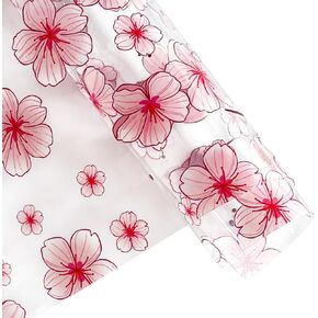 ONEART | Watercolor Floral Clear TPU Vinyl, 12" x 54" Transparent Waterproof Crystal Transparent Plastic Fabric for Bows Earrings Bags-Cherry Blossom