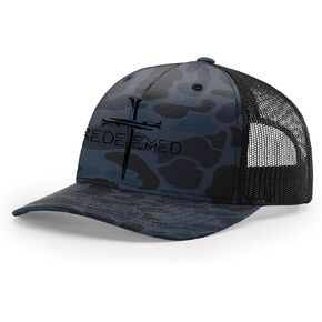 Christian Redeemed Cross Nails Mens Embroidered Mesh Back Trucker Hat