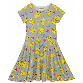 Pokemon Skater Dress Girls Kids Pikachu Pokeball Costume Outift 7-8 Years Multicoloured