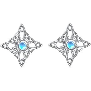 925 Sterling Silver Good Luck Irish Celtic Knot Triangle Vintage Stud Earrings