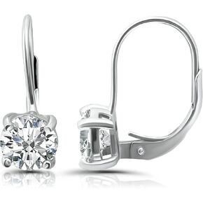 Hoops & Loops 925 Sterling Silver 7mm 1.30 Ct Round Cubic Zicronia Solitaire Leverback Drop Earrings for Women and Teen Girls in Kuwait