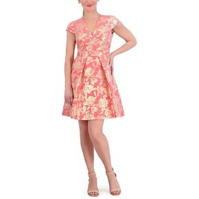 Vince Camuto Women's Jacquard Cap Sleeve Fit and Flare