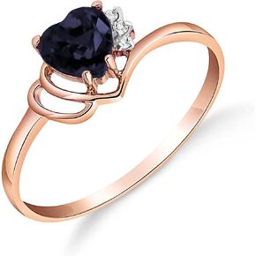 Galaxy Gold GG 14k Gold Genuine Diamonds & Heart-shaped Natural Sapphire Ring