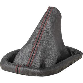 L & P Car Design Shift Boot Cover Genuine Leather Compatible with BMW 3 Series e30 e36 e46 5 Series e34 Manual Transmission black red stitch
