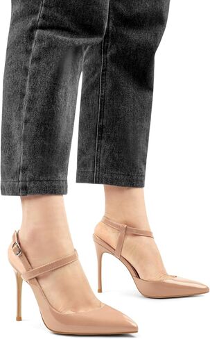 صنادل نسائية من COLETER بكعب Slingback مقاس 4 بوصات وشريط للكاحل ومقدمة مدببة مغلقة وأحذية زفاف للعمل المكتبي in Kuwait