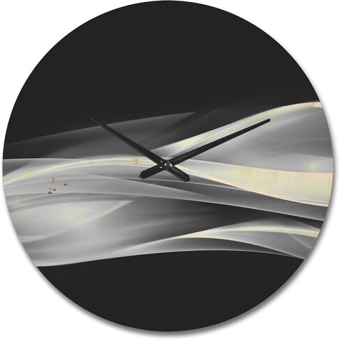 'Glittering Fractal Silver on Black' Modern Wood Wall Clock Large Decorative Modern Wall Clock Oversized Wood Clocks for Living Room Décor in Saudi Arabia
