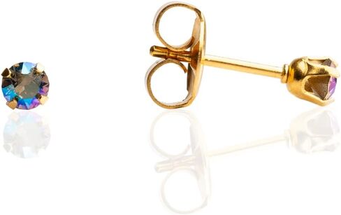 STUDEX Sensitive Crystal Shimmers Stud Earrings 3mm | Hypoallergenic and Nickel Safe for Sensitive Ears | Gold Plated Post in Kuwait