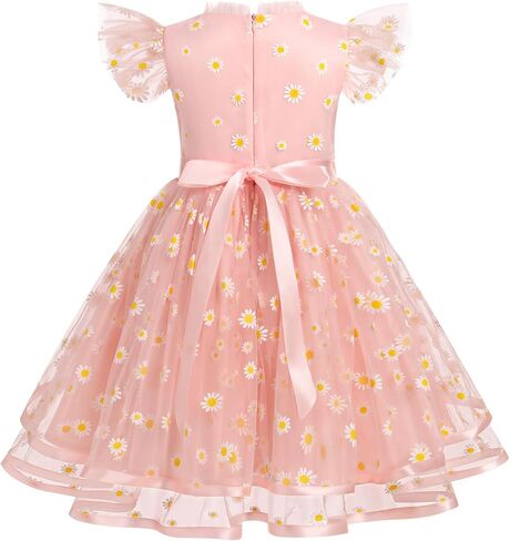 ODASDO Girls Tutu Tulle Ruffle Sleeve A-line Princess Dresses for Birthday Party Pageant Evening Holiday Formal Occasion in Kuwait