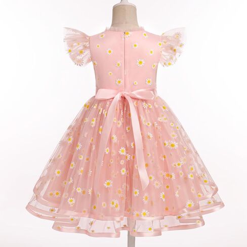 ODASDO Girls Tutu Tulle Ruffle Sleeve A-line Princess Dresses for Birthday Party Pageant Evening Holiday Formal Occasion in Kuwait