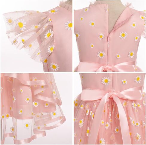 ODASDO Girls Tutu Tulle Ruffle Sleeve A-line Princess Dresses for Birthday Party Pageant Evening Holiday Formal Occasion in Kuwait