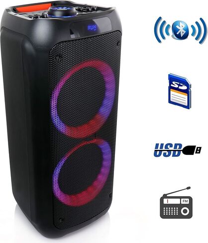 مكبر صوت بي فري ساوند مزدوج 8 بوصة بلوتوث لاسلكي محمول للحفلات مع أضواء تفاعلية in Kuwait