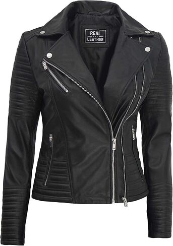 fjackets Leather Motorcycle Jacket Women - Real Leather Outfits For Women in Kuwait
