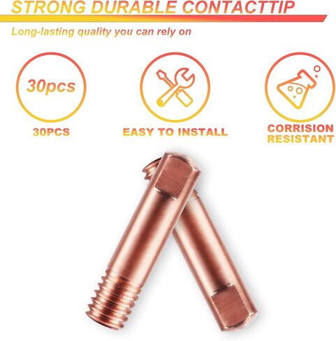 30 قطعة من أطراف لحام MIG، 11-35 0.035 بوصة 25 قطعة من أطراف الاتصال لحام Mig المتوافقة مع مسدسات Lincoln Tweco MIG 100L Mini MIG Welding Gun، نحاس in Kuwait