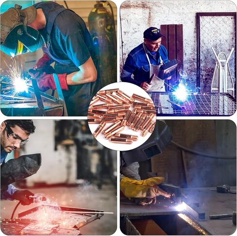 30 قطعة من أطراف لحام MIG، 11-35 0.035 بوصة 25 قطعة من أطراف الاتصال لحام Mig المتوافقة مع مسدسات Lincoln Tweco MIG 100L Mini MIG Welding Gun، نحاس in Kuwait