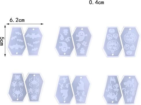 6 قطع من قوالب راتنج حلق الهالوين، سيليكون تابوت اليقطين الساحرة شبح الخفافيش العنكبوت قوالب قلادة المجوهرات، قالب صب راتنجات الايبوكسي لقرط الهالوين، مصنوعات المجوهرات، قلادة سلسلة المفاتيح in Kuwait
