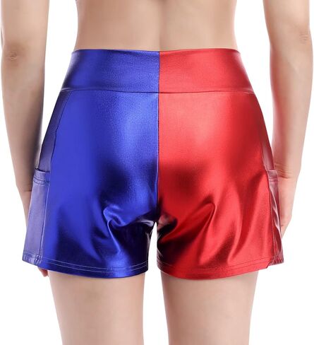 Womens Shiny Dance Shorts Sparkly Cross V-Front High Waist Yoga Rave Party Hot Short Pants in Saudi Arabia